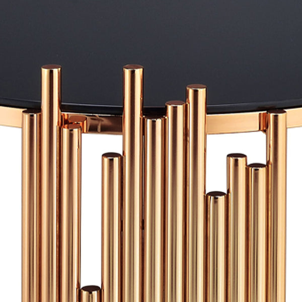 ACME Tanquin Gold & Black Glass End Table Model 84492