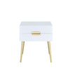 ACME Denvor White & Gold End Table Model 84496
