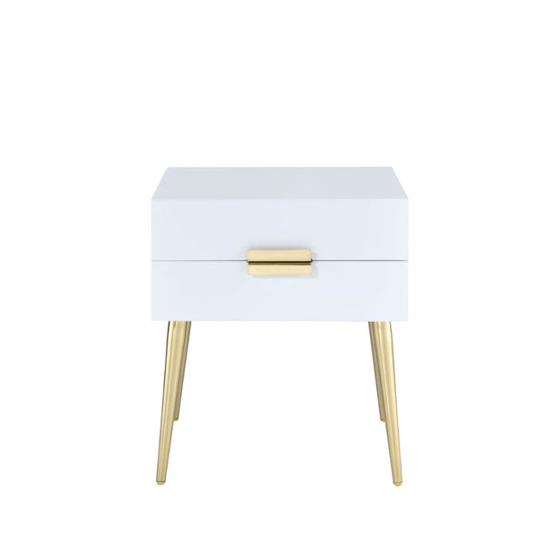 ACME Denvor White & Gold End Table Model 84496