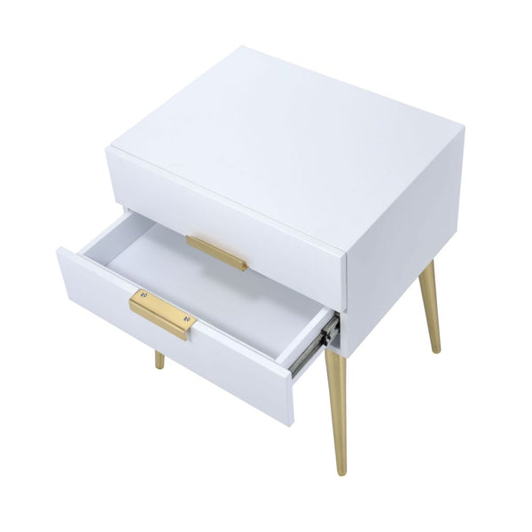 ACME Denvor White & Gold End Table Model 84496