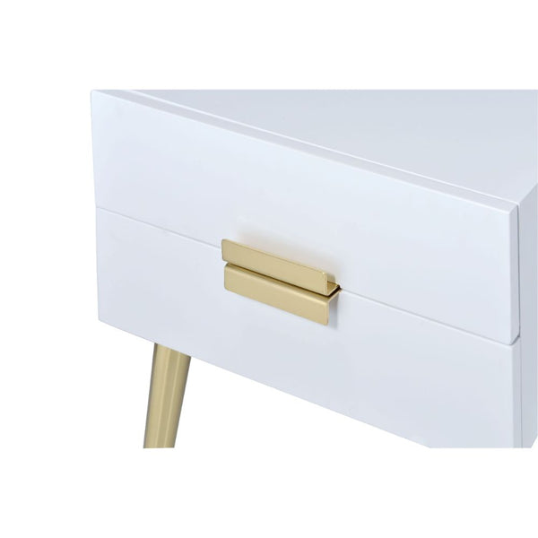 ACME Denvor White & Gold End Table Model 84496