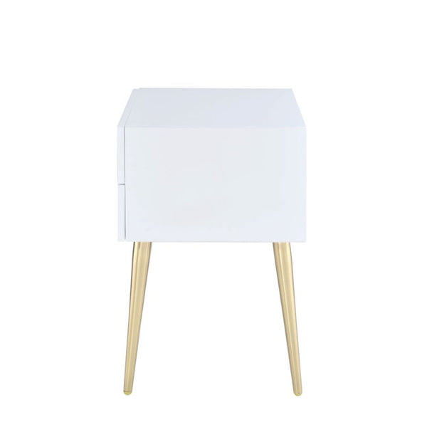 ACME Denvor White & Gold End Table Model 84496