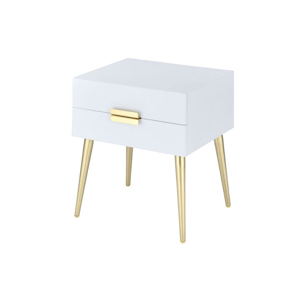 ACME Denvor White & Gold End Table Model 84496