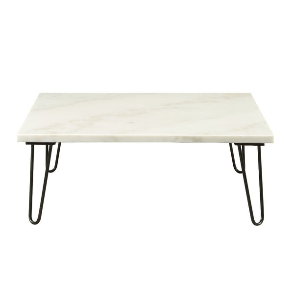 ACME Telestis White Natural Marble Top & Black Coffee Table Model 84500
