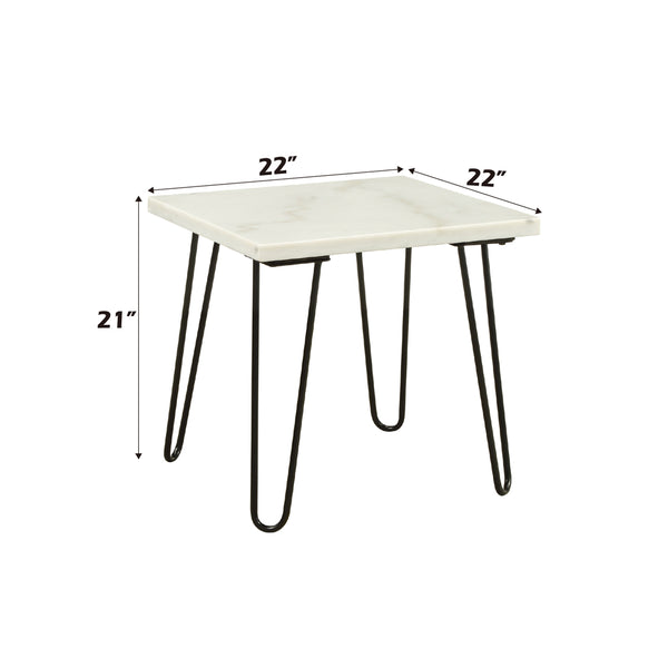 ACME Telestis White Natural Marble Top & Black End Table Model 84502