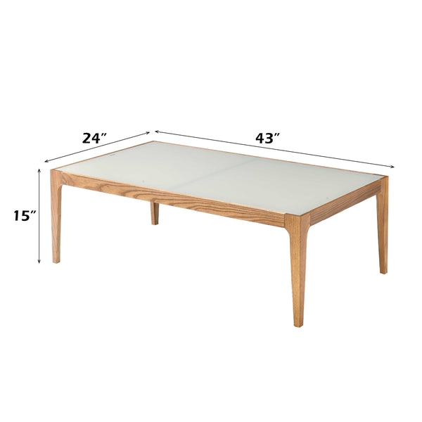 ACME Gwynn Natural & Frosted Glass Coffee Table Model 84665
