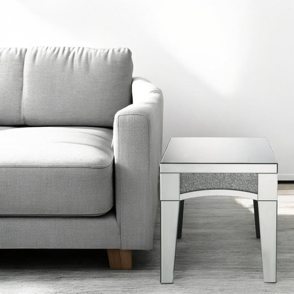 ACME Noralie Mirrored & Faux Diamonds End Table Model 84677