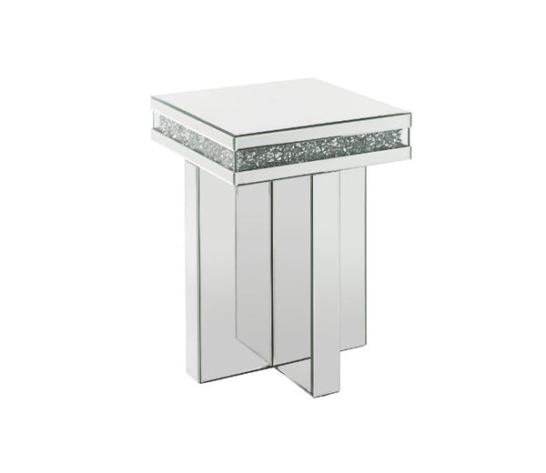 ACME Noralie Mirrored & Faux Diamonds End Table Model 84697