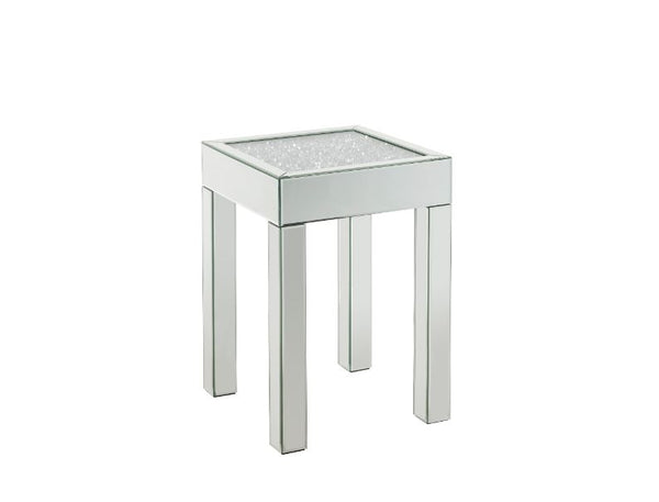 ACME Noralie Mirrored & Faux Diamonds End Table Model 84707