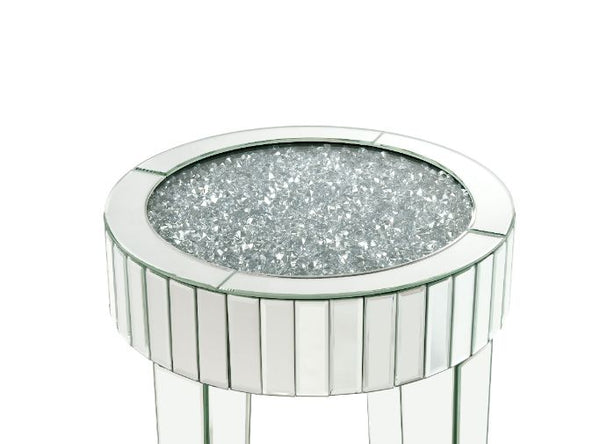 ACME Noralie Mirrored Faux Diamonds End Table Model 84712