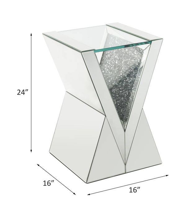 ACME Noralie Clear Glass Mirrored & Faux Diamonds End Table Model 84727