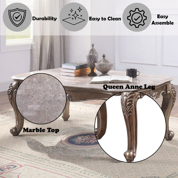 ACME Jayceon Natural Marble Top & Champagne Coffee Table Model 84865