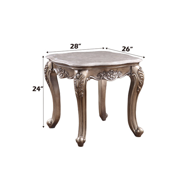 ACME Jayceon Natural Marble Top & Champagne End Table Model 84867