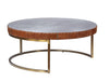 ACME Tamas Aluminum & Cocoa Top Grain Leather Coffee Table Model 84885