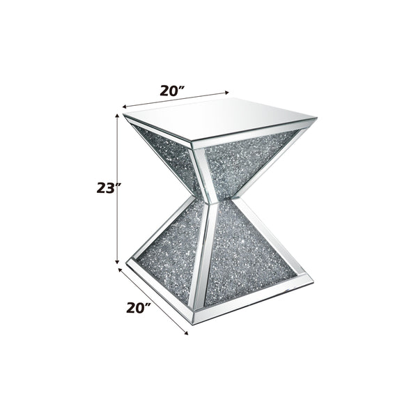 ACME Noralie Mirrored & Faux Diamonds End Table Model 84902