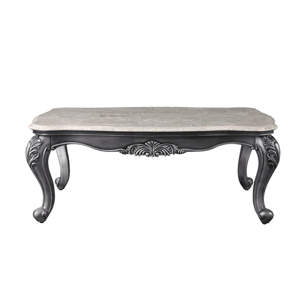 ACME Ariadne Natural Marble Top & Platinum Coffee Table Model 85345
