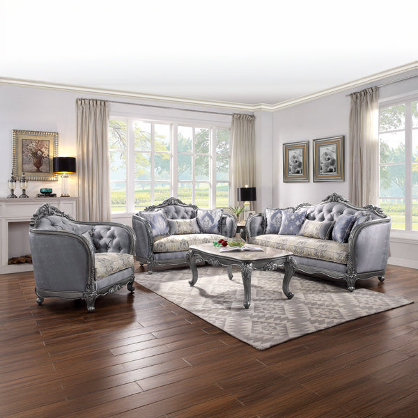 ACME Ariadne Natural Marble Top & Platinum Coffee Table Model 85345