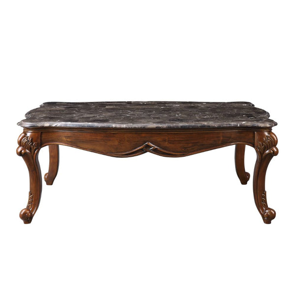 ACME Miyeon Natural Marble Top & Cherry Coffee Table Model 85365