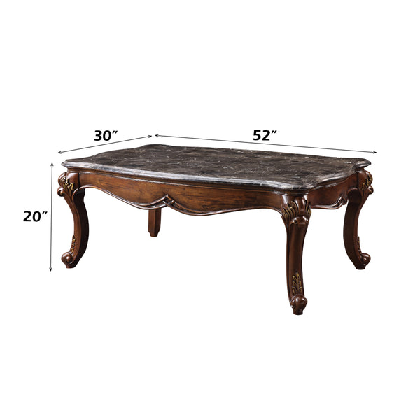 ACME Miyeon Natural Marble Top & Cherry Coffee Table Model 85365