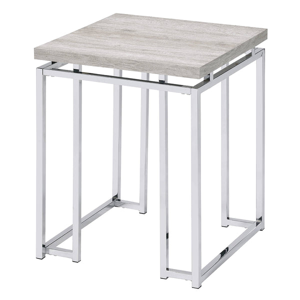 ACME Chafik Natural Oak & Chrome End Table Model 85372