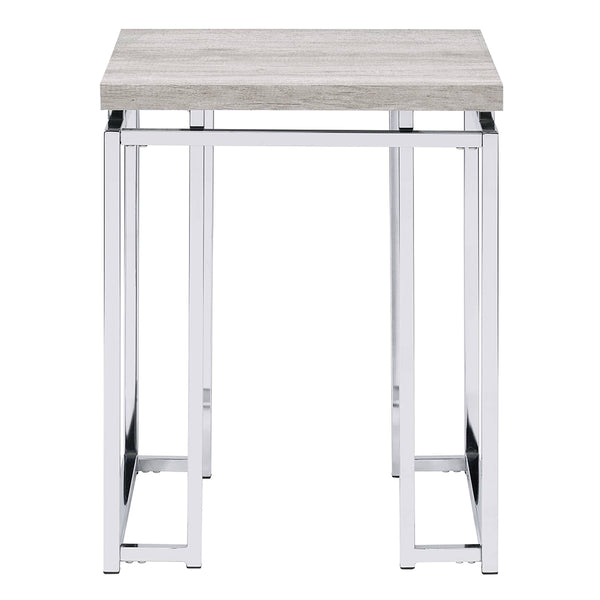 ACME Chafik Natural Oak & Chrome End Table Model 85372