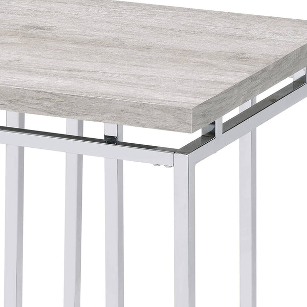 ACME Chafik Natural Oak & Chrome End Table Model 85372