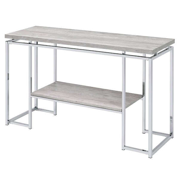ACME Chafik Natural Oak & Chrome Sofa Table Model 85373