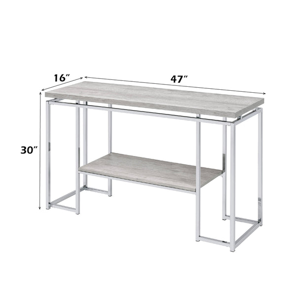 ACME Chafik Natural Oak & Chrome Sofa Table Model 85373