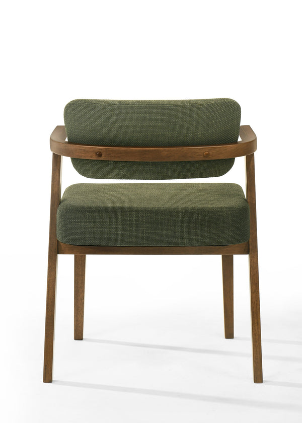 Modrest Sacks Mid Century Modern Green Fabric & Herringbone Walnut Dining Set Model VGMA-MIT-5451-SET-WAL