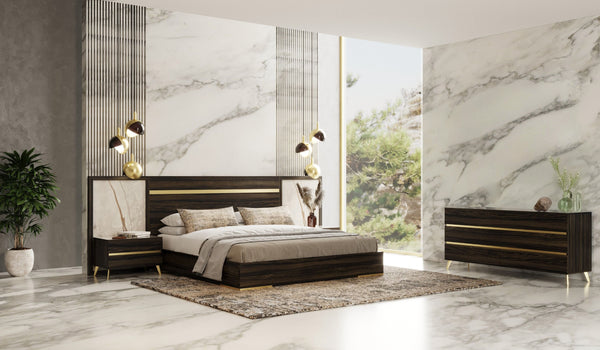 Nova Domus Velondra Modern Eucalypto & Marble 4 Piece Bedroom Set Model VGACVELONDRA-BED-4PCSET