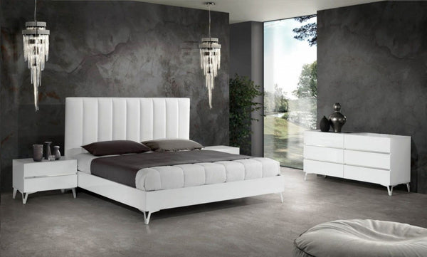 Nova Domus Angela Italian Modern White Eco Leather 4 Piece Bedroom Set Model VGACANGELA-4PC-SET