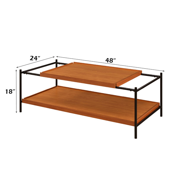 ACME Oaken Honey Oak & Black Coffee Table Model 85675