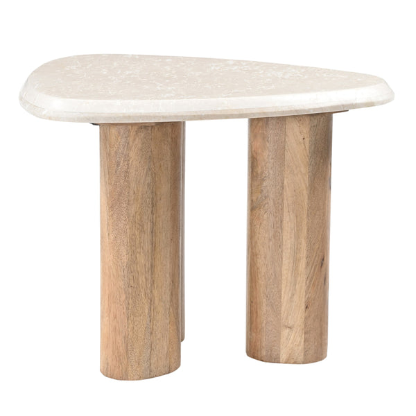 Marlin Modern Marble + Mango Wood Nesting Table Set