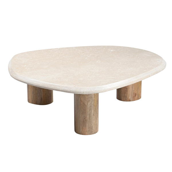Marlin Modern Marble + Mango Wood Nesting Table Set