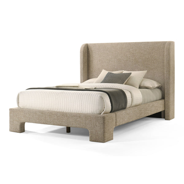 Eastern King Modrest Emilio Modern Beige Fabric Bed