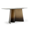 Clifford Contemporary White Ceramic + Brushed Bronze Console Table