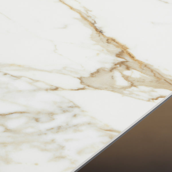 Clifford Contemporary White Ceramic + Brushed Bronze Console Table