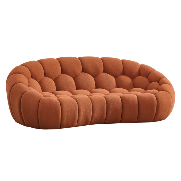 Yolonda Modern Curved Orange Fabric Sofa Set