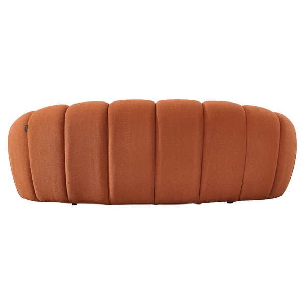 Yolonda Modern Curved Orange Fabric Loveseat
