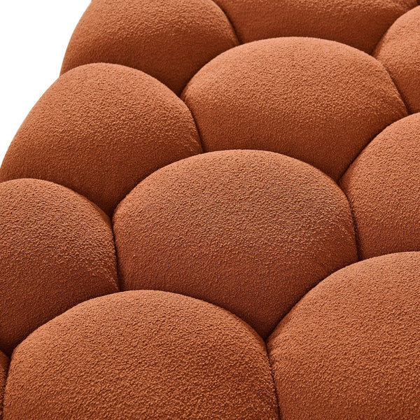 Yolonda Modern Curved Orange Fabric Sofa