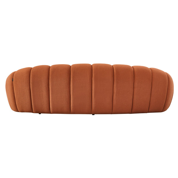 Yolonda Modern Curved Orange Fabric Sofa