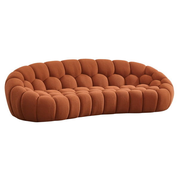 Yolonda Modern Curved Orange Fabric Sofa