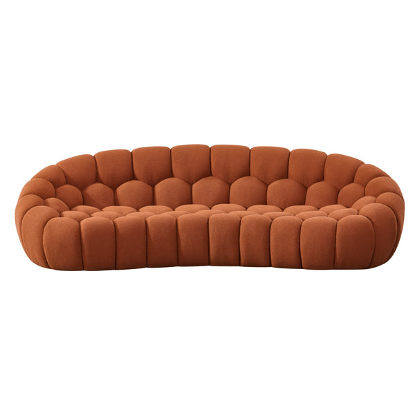 Yolonda Modern Curved Orange Fabric Sofa