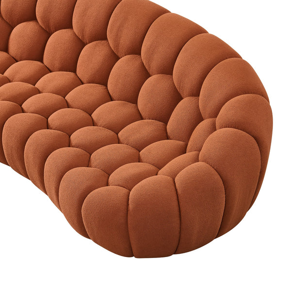 Yolonda Modern Curved Orange Fabric Sofa