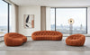 Yolonda Modern Curved Orange Fabric Sofa Set