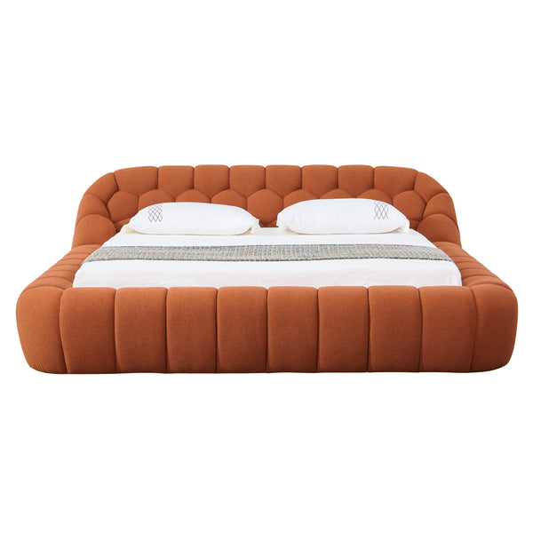 Queen Yolonda Modern Orange Fabric Bed