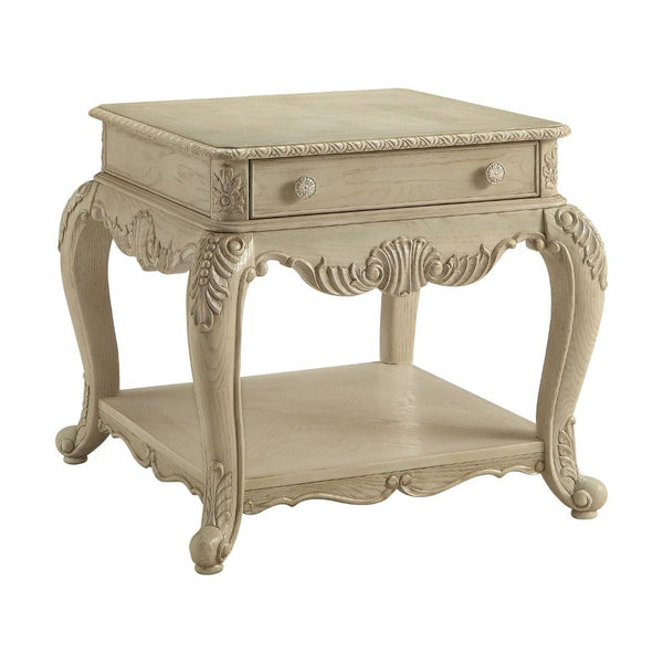 ACME Ragenardus Antique White End Table Model 86022