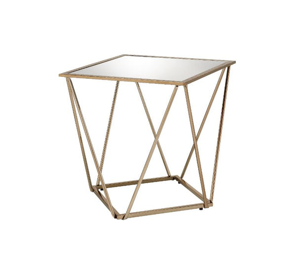 ACME Fogya Mirrored & Champagne Gold End Table Model 86057