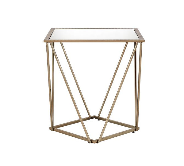 ACME Fogya Mirrored & Champagne Gold End Table Model 86057