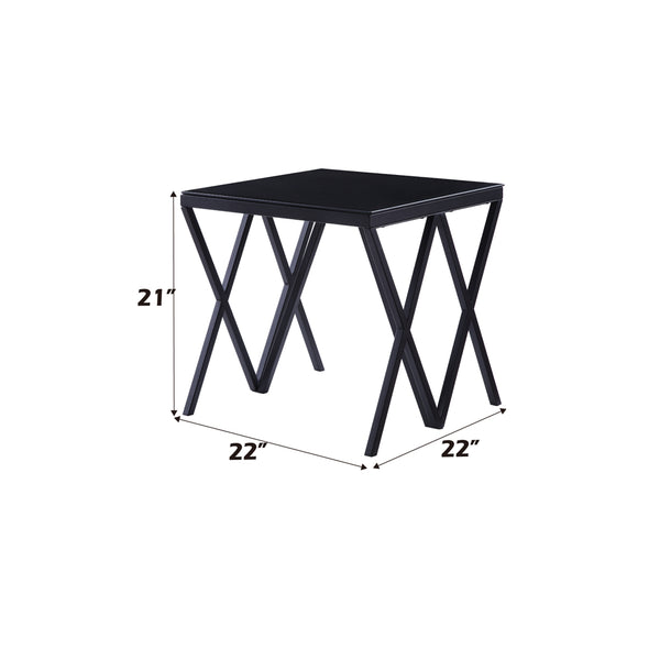 ACME Magenta Black & Glass End Table Model 87156